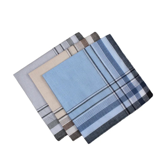 10-Pack Cotton Pocket Handkerchiefs 38 x 38 cm (15 x 15 in) Plaid & Stripe Pocket Squares for Weddings, Parties & Restaurants