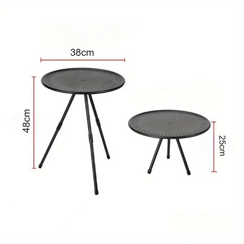 Portable Folding Camping Table – Adjustable Small Round Aluminum Alloy Lightweight Outdoor Picnic & Coffee Table