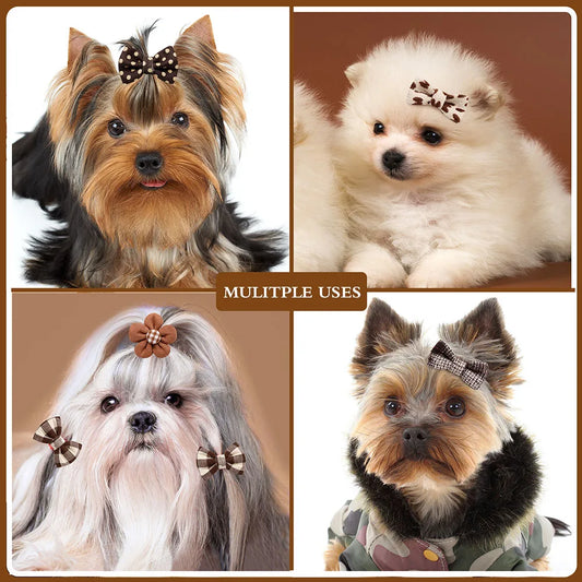 10-Pack Elastic Dog Hair Bows for Small Dogs & Cats — Cute Bowknot Grooming Accessories