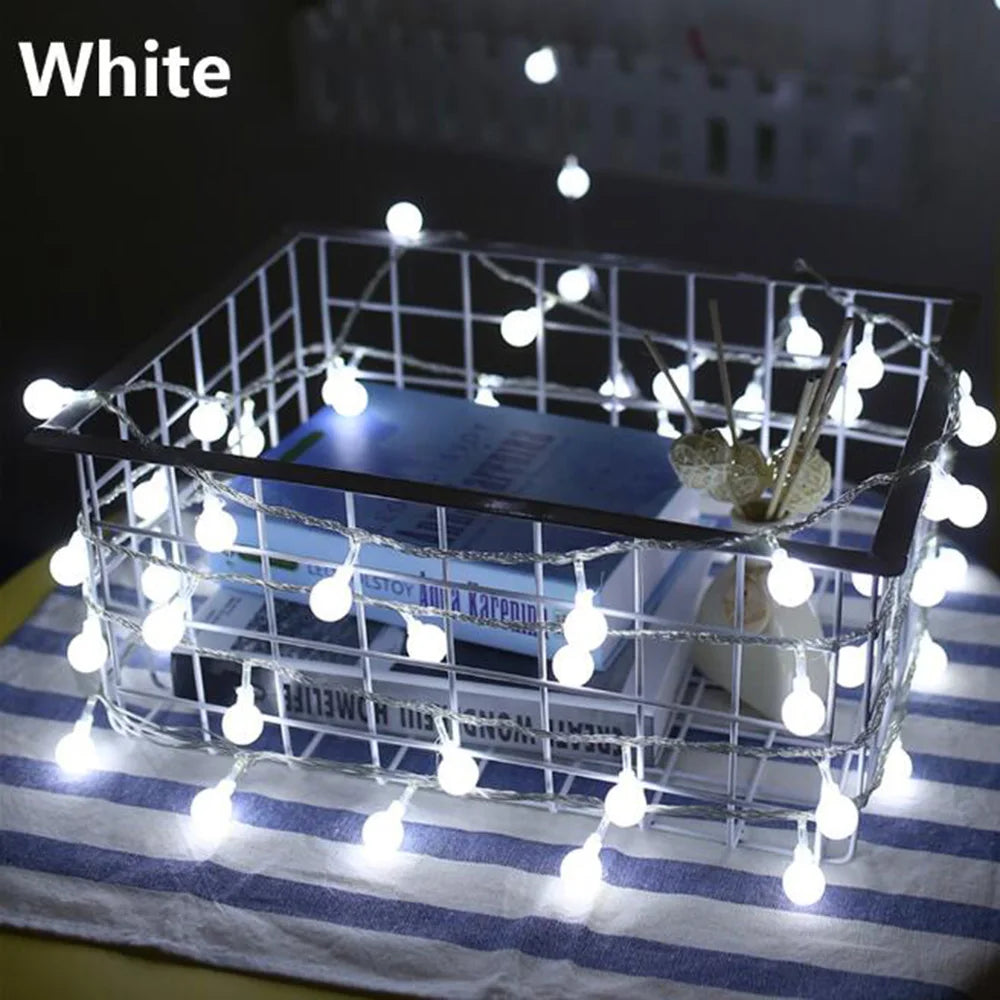 13 m (42.7 ft) LED Ball String Lights – Outdoor Globe Fairy Lights, Battery/USB/220V, Warm & Cool White – Party, Wedding & Garden Decor