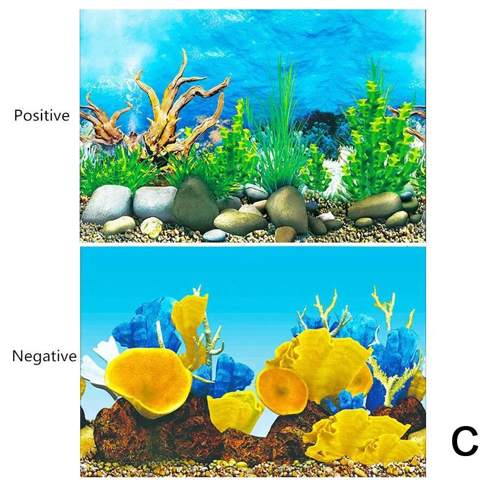 3D Double-Sided Waterproof Aquarium Background Sticker - Fish Tank Ocean Plant Aquascape Poster