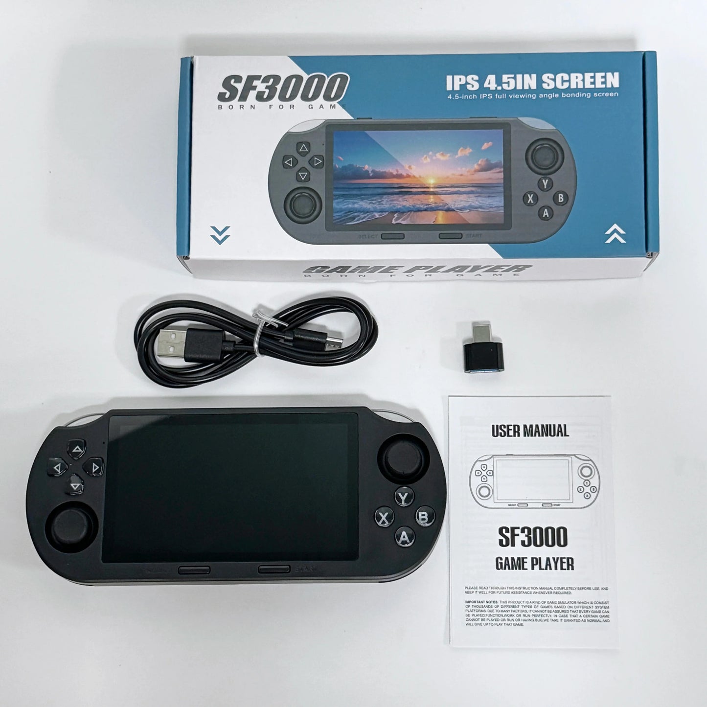 Handheld Retro Game Console 4.3-Inch (10.9 cm) IPS Screen – Built-in 20,000+ Games, MP4 Player, E-Book & Music, 3000mAh, USB-C
