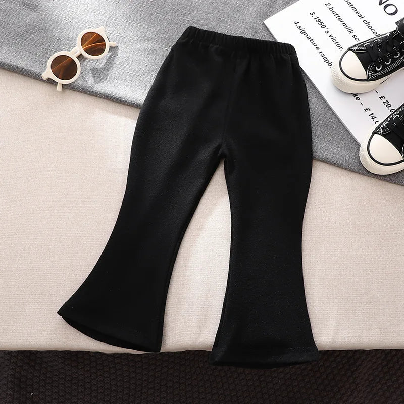 Baby Girls Flared Bootcut Pants Korean-Style Kids Leggings Ages 1-6 Spring Autumn Solid
