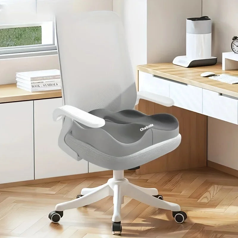 1-Pack 3D Ergonomic Memory Foam Seat Cushion for Office & Car, Washable Polyester Cover — Light Green/Grey