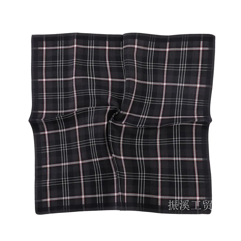 3-Pack 43 x 43 cm (17 x 17 in) 100% Cotton Men's Pocket Handkerchiefs Black Gray Striped and Check Patterns – Wedding Party Business