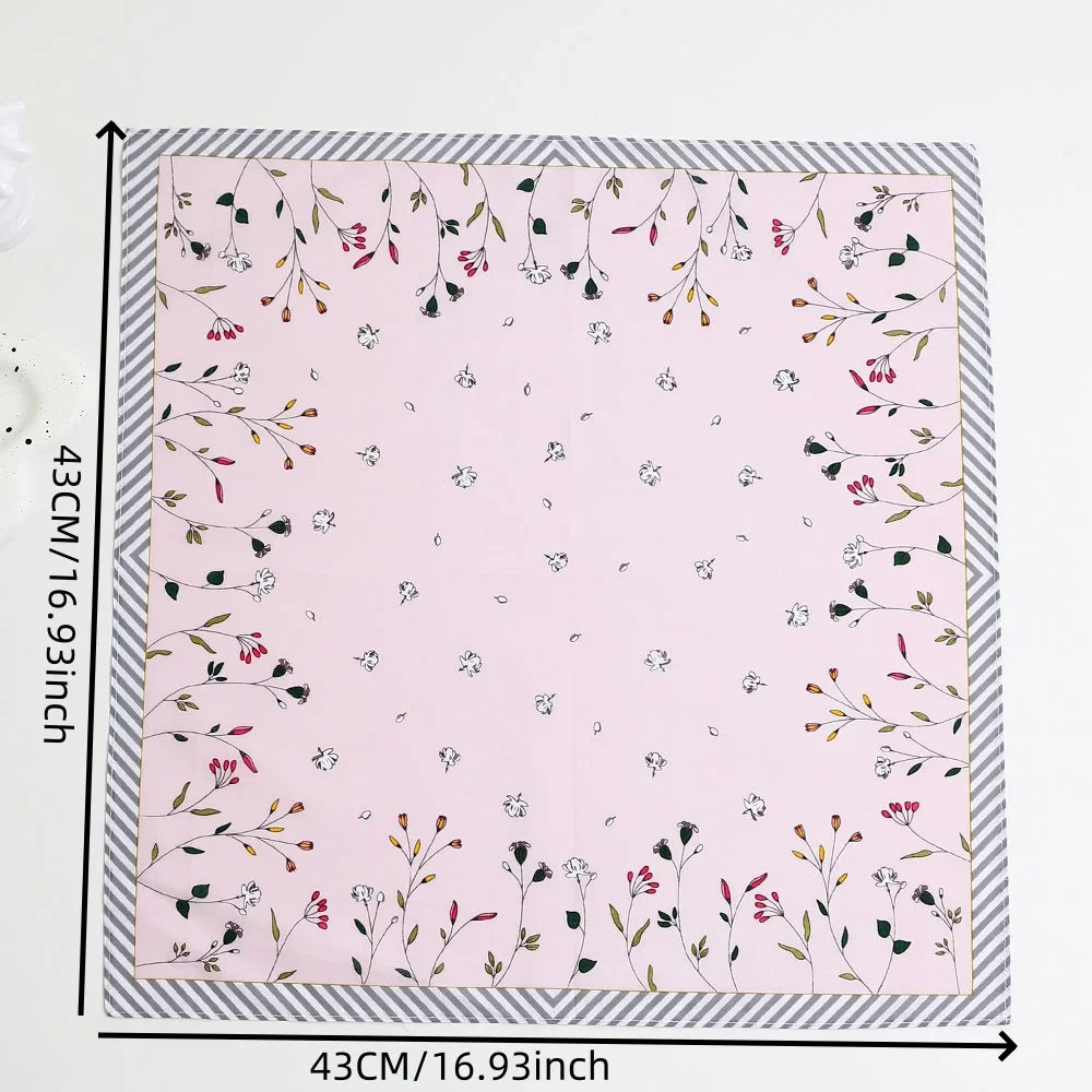 3-Pack Floral Cotton Handkerchiefs for Women, 17 x 17 in (43 x 43 cm) Sweat-Wiping Handkerchiefs – Wedding & Holiday Gift Set