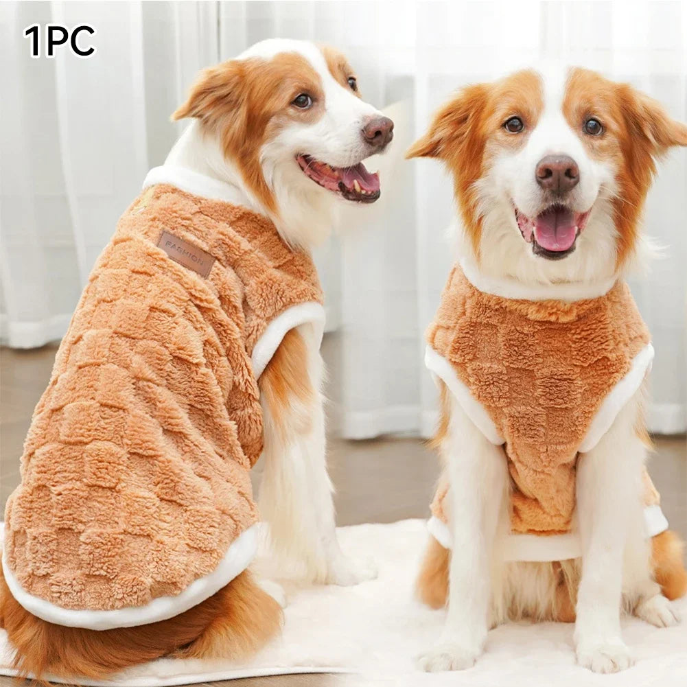 Flannel Dog Sweater Winter Warm Pet Coat – Fits 1.5–25 kg (3–55 lb) – Puppy to Large Dog Pullover Vest