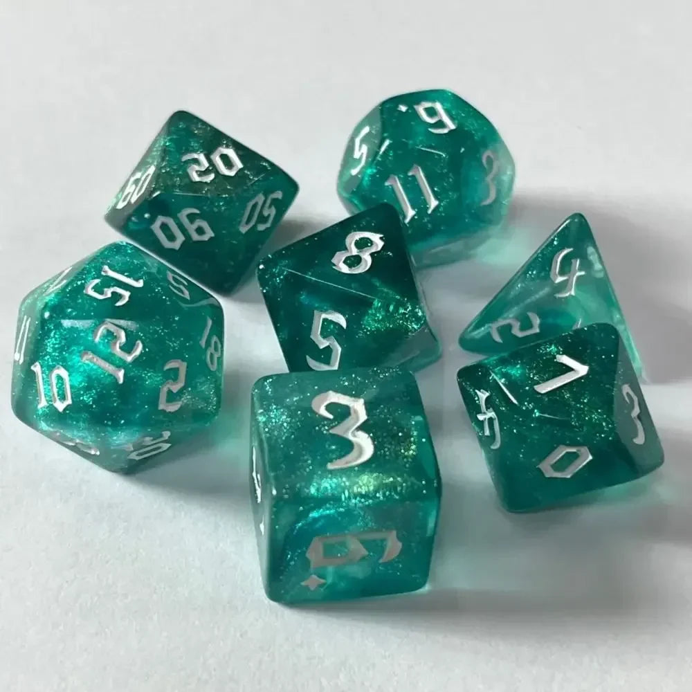 7-Piece Acrylic Polyhedral Dice Set for DnD & Tabletop RPG — d4 d6 d8 d10 d10 d12 d20