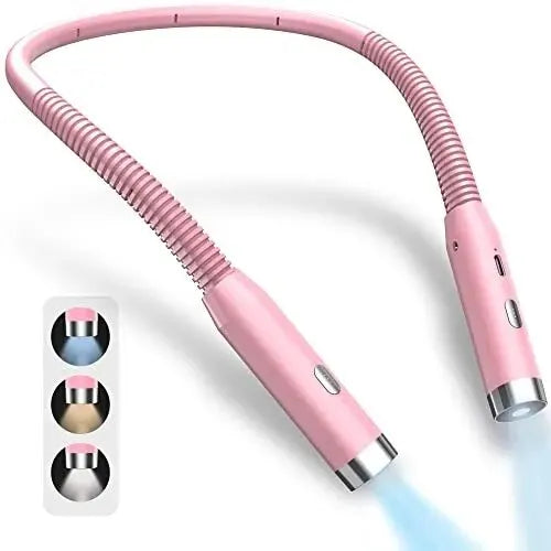 Hands-Free Neck Reading Light USB Rechargeable Flexible LED Book Light 3-Color 3-Brightness Portable for Reading Knitting Camping