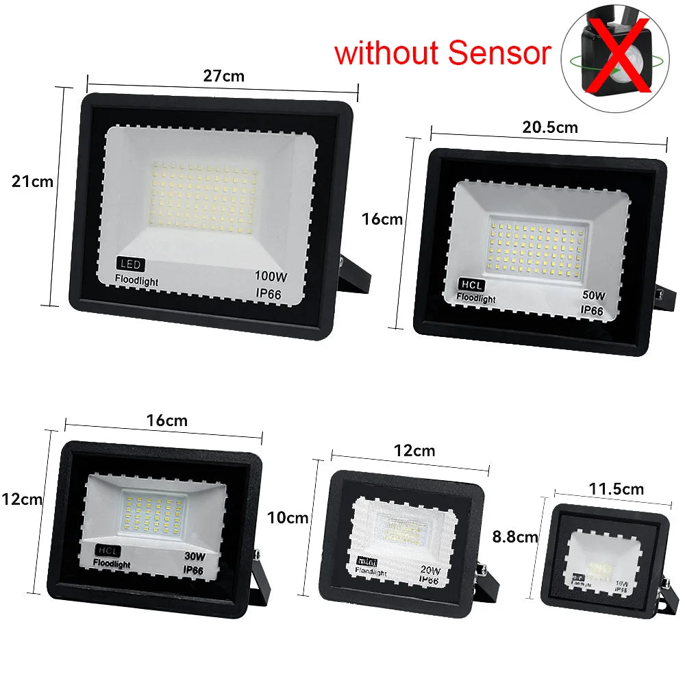 LED Floodlight with PIR Motion Sensor - Outdoor Waterproof Spotlight 10W/20W/30W/50W/100W IP66