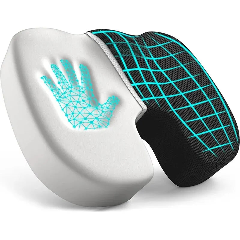 Ergonomic Memory Foam Seat Cushion for Office Chair – Hemorrhoid & Coccyx Support, Removable Washable Cover