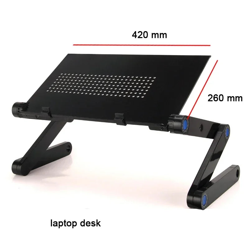 Adjustable Aluminum Laptop Lapdesk with Cooling Fan and Mouse Pad for 11–15.6-Inch Laptops