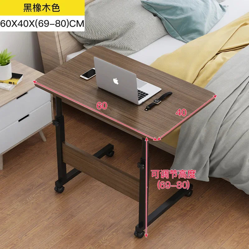 Adjustable Wooden Top Laptop Desk with Metal Frame — Portable Computer Table 60 x 40 cm (23.6 x 15.7 in), Height 69–80 cm (27.2–31.5 in)