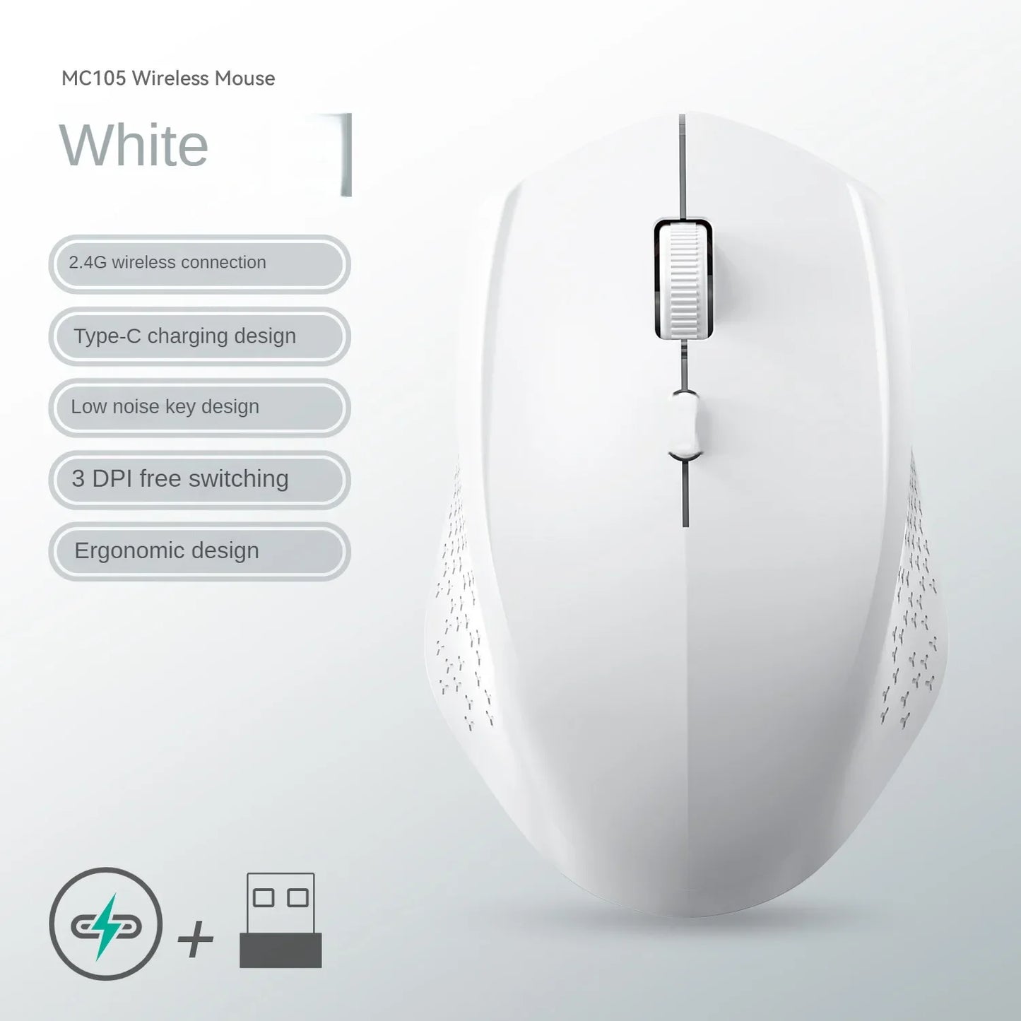 Bluetooth 5.2 + 2.4G Dual-Mode Wireless Mouse Rechargeable Silent 1600 DPI for Laptop Windows Mac Android