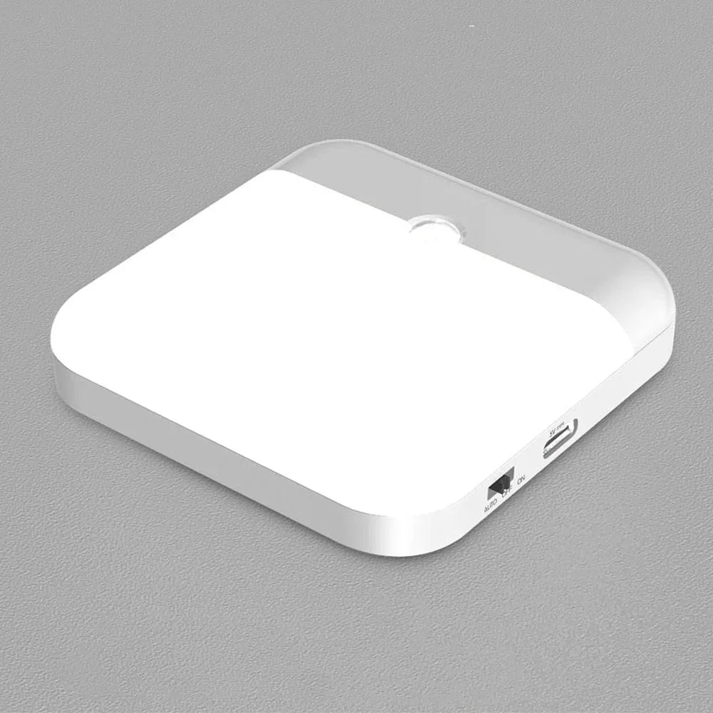 Motion Sensor LED Night Light - USB Rechargeable Square Lamp for Bedroom, Kitchen, Stairway, Hallway, Wardrobe & Cupboard