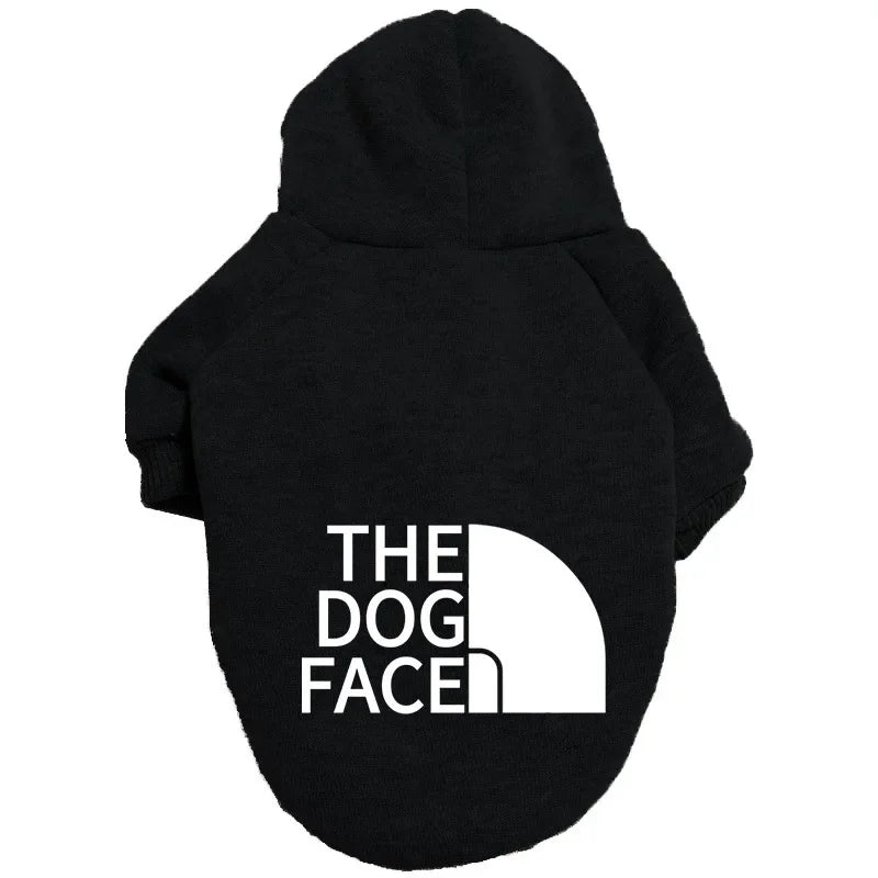 Large Dog Hoodie Autumn Winter Dog Face Text Pattern Jacket for French Bulldog, Labrador