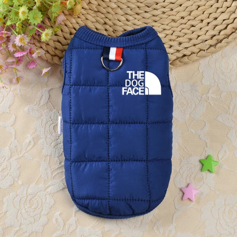 Winter Warm Dog Coat - Trendy Pet Jacket with 3D Face Logo for Chihuahua & French Bulldog