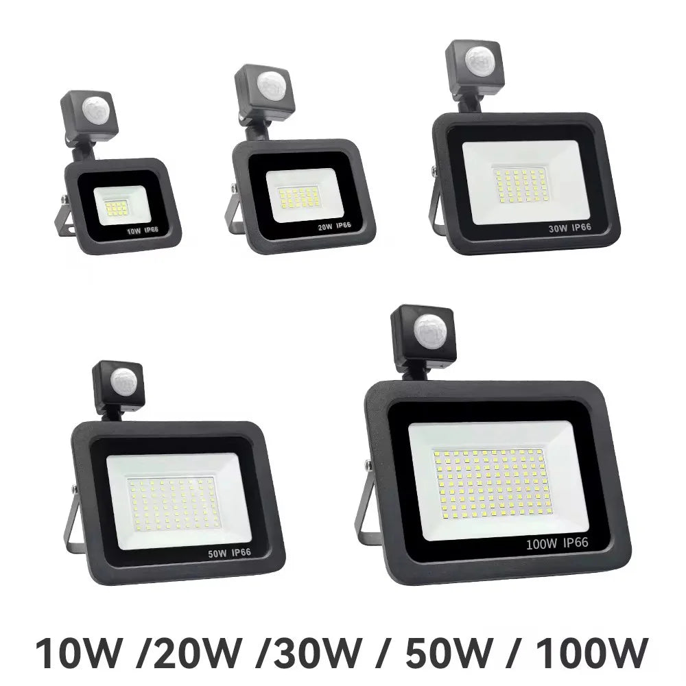 LED Floodlight with PIR Motion Sensor - Outdoor Waterproof Spotlight 10W/20W/30W/50W/100W IP66