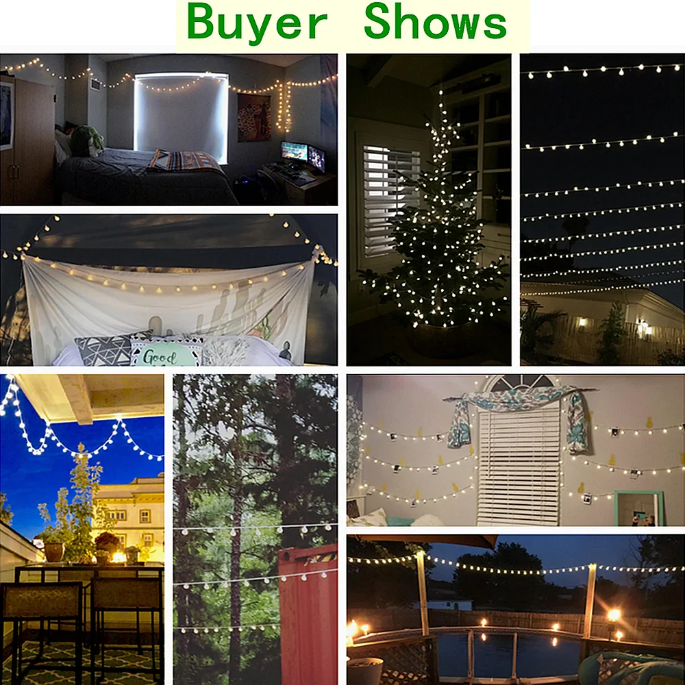 13 m (42.7 ft) LED Ball String Lights – Outdoor Globe Fairy Lights, Battery/USB/220V, Warm & Cool White – Party, Wedding & Garden Decor