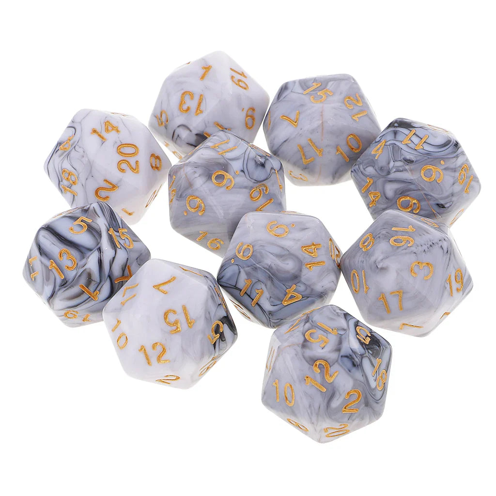 10-Pack Double-Color D20 Polyhedral Dice Set 20-Sided RPG Tabletop Gaming Dice 16 mm (0.63 in)