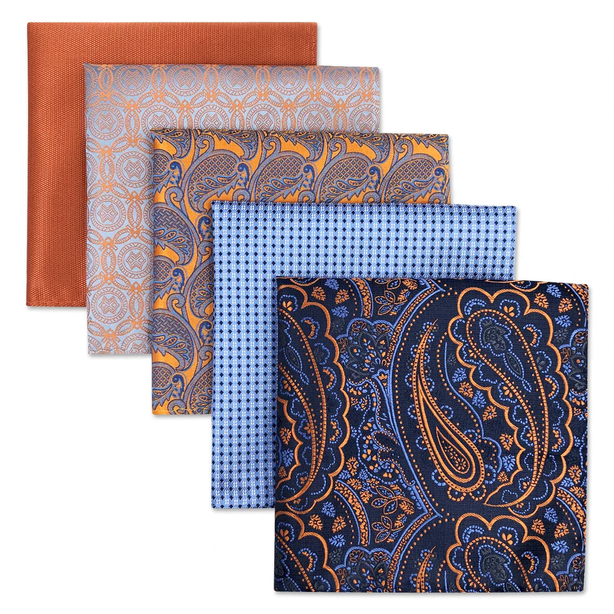 5-Pack Men's Microfiber Pocket Squares 12.6 in (32 cm) - Jacquard Woven Wedding & Formal Handkerchiefs, Assorted Patterns
