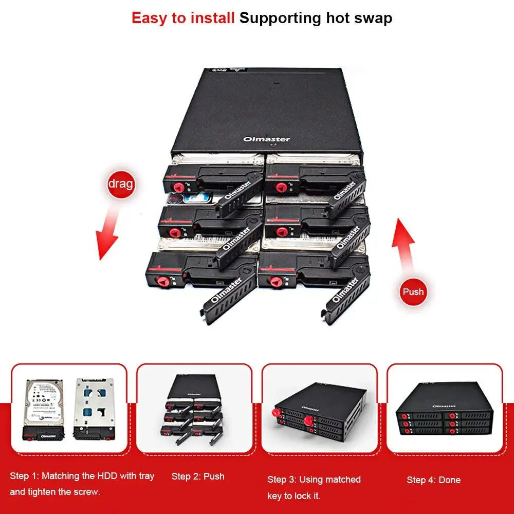 4/6-Bay 2.5-Inch (63.5mm) SATA SSD/HDD Hot-Swap Mobile Rack Enclosure for 5.25-Inch Drive Bay