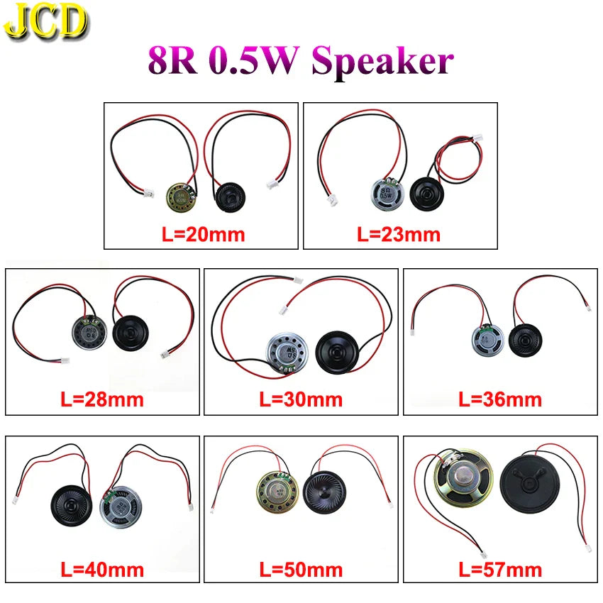 8Ω 0.5W Mini Ultra-Thin Horn Speaker 20–57mm (0.79–2.24in) with P2.0 Terminal Wire