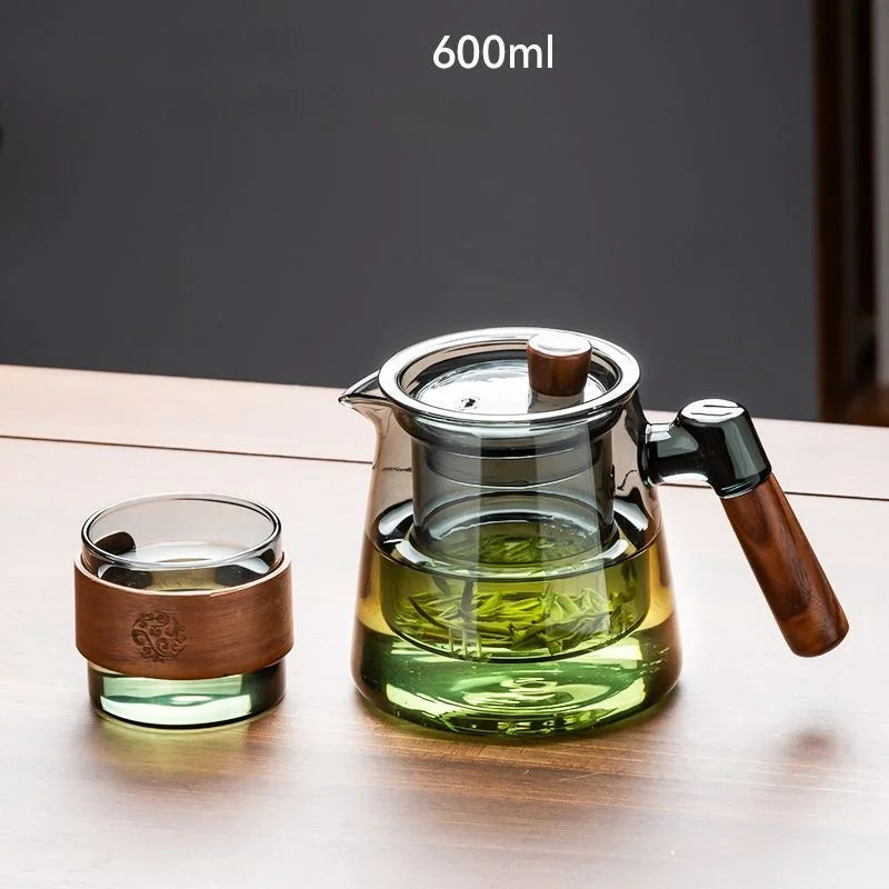 600ml (20.3oz) Borosilicate Glass Teapot with 120ml (4.1oz) Teacups - Clear Loose Leaf & Flower Tea Set