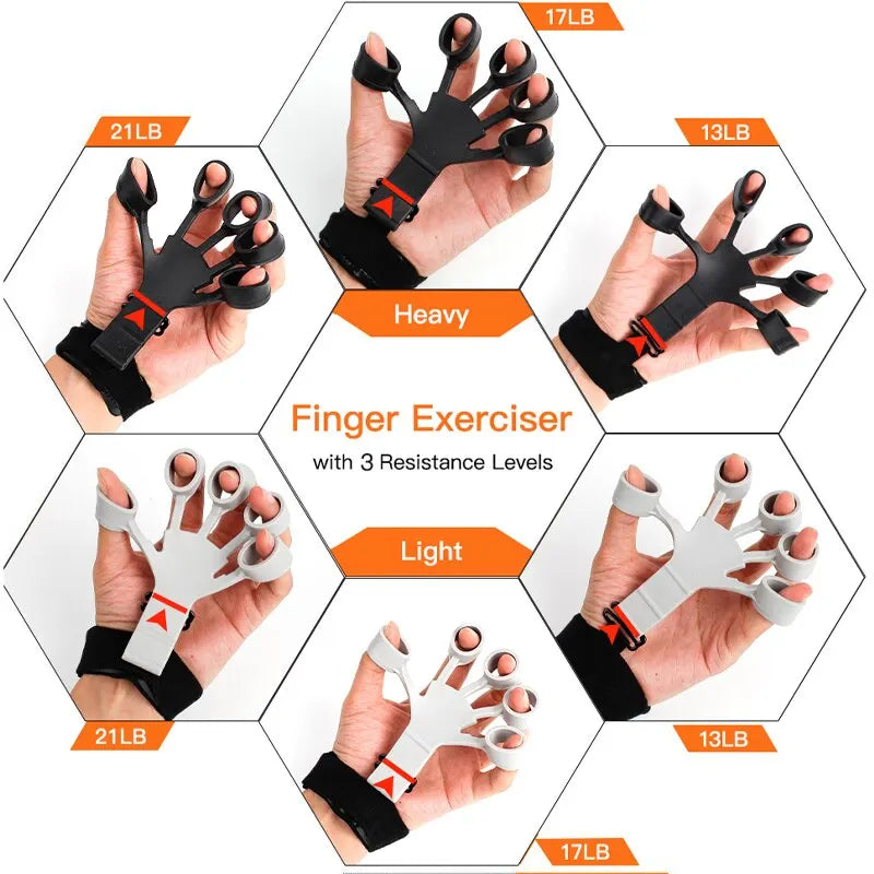 2-Pack Silicone Finger Exerciser — 6 Resistance Levels Hand & Finger Strengthener for Rehab, Guitarists & Athletes