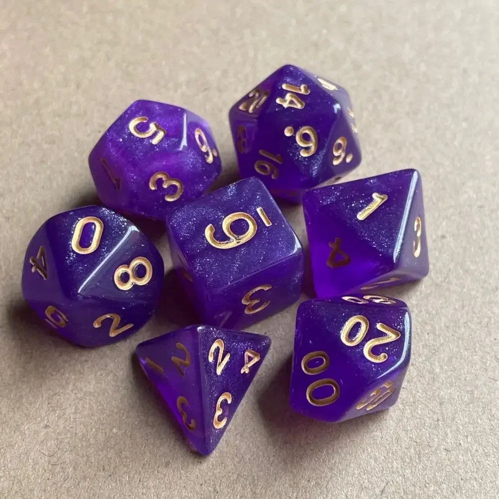 7-Piece Acrylic Polyhedral Dice Set for DnD & Tabletop RPG — d4 d6 d8 d10 d10 d12 d20