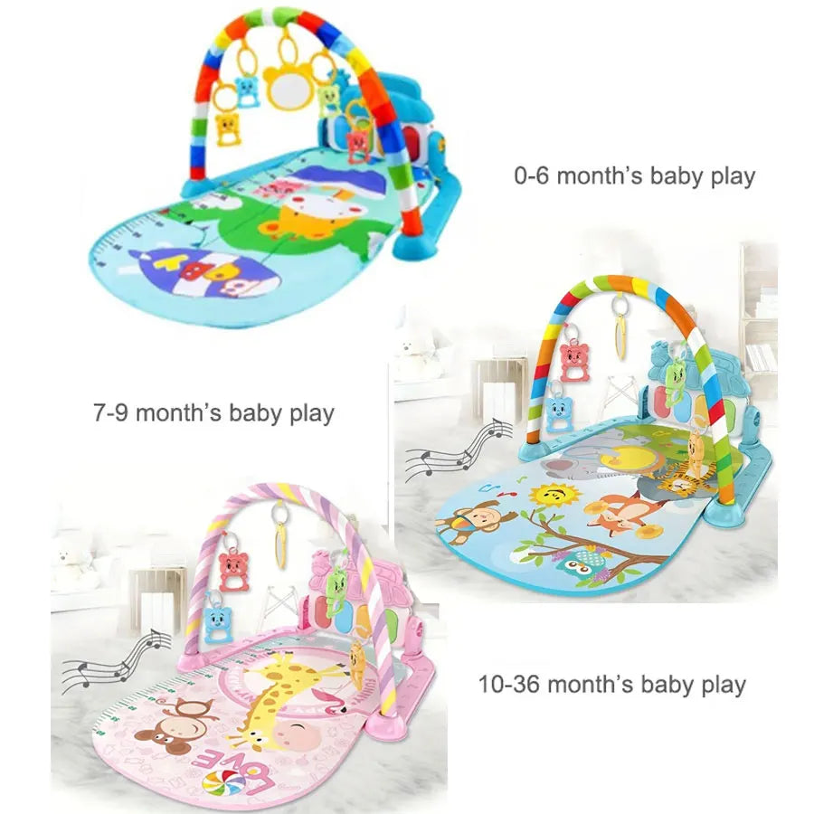 Musical Baby Activity Gym Play Mat Piano Keyboard Tummy Time Mat for 0-36 Months