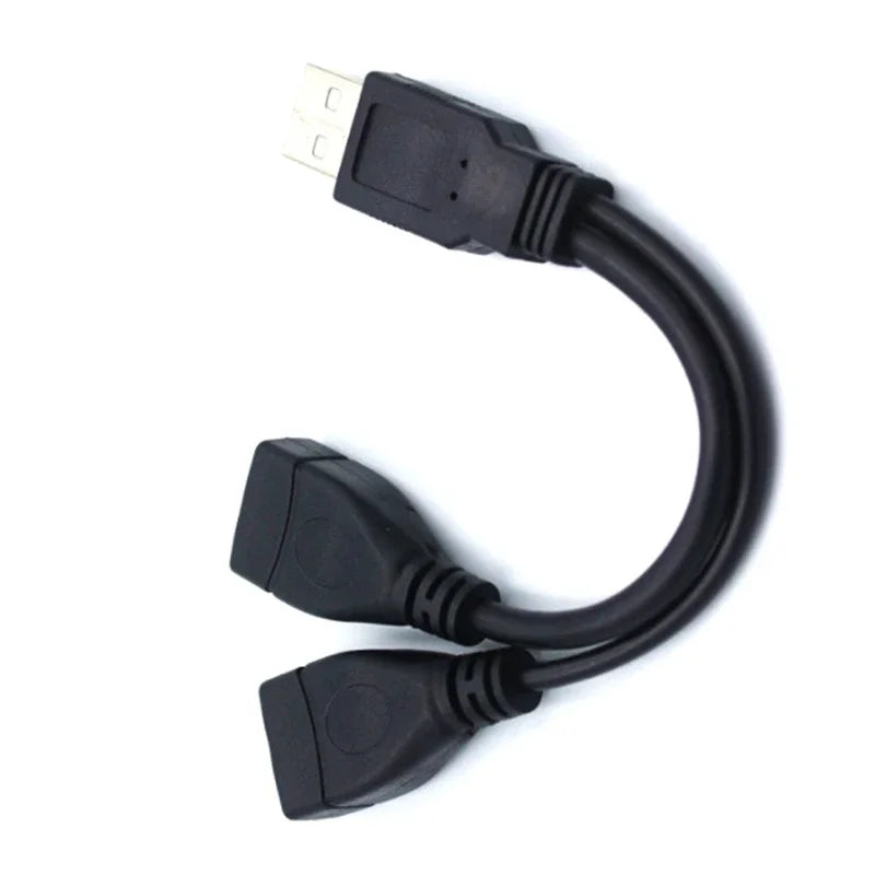 USB 2.0 Y Splitter Cable 1 Male to 2 Female — Data & Charging, 5.9 in (15 cm) or 11.8 in (30 cm) for PC & Car