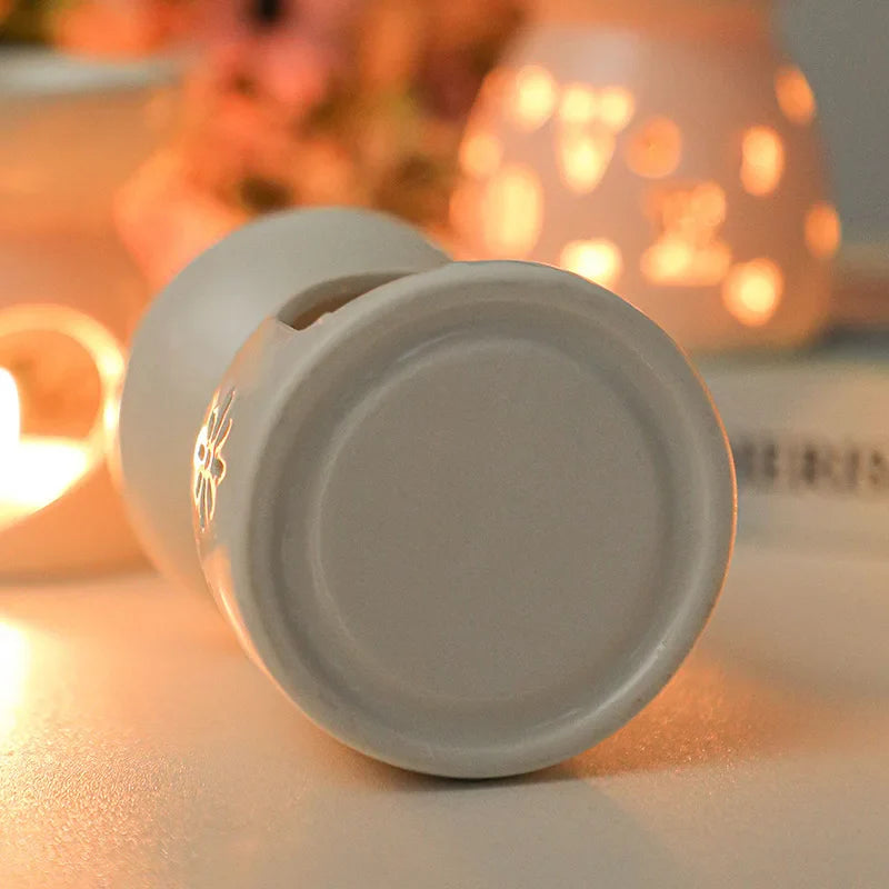 White Ceramic Incense & Oil Burner Hollow Aromatherapy Warmer for Home Decor