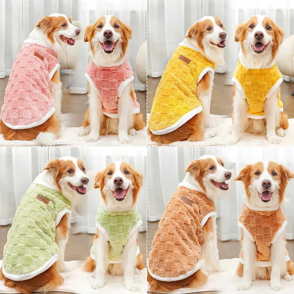 Flannel Dog Sweater Winter Warm Pet Coat – Fits 1.5–25 kg (3–55 lb) – Puppy to Large Dog Pullover Vest