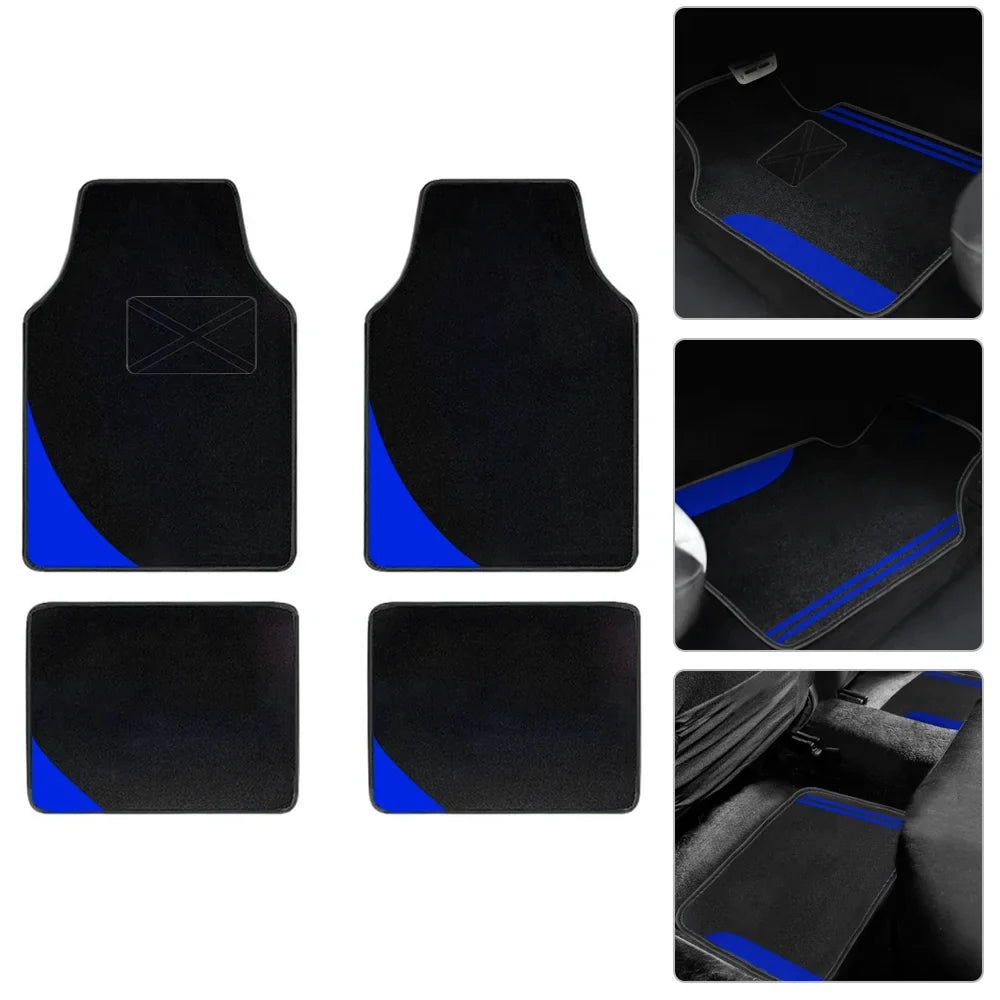 4-Piece Universal Car Floor Mats Set – Suede-Style Synthetic Carpet Liners for Cars, SUVs & Vans, Anti-Slip, Easy-Clean