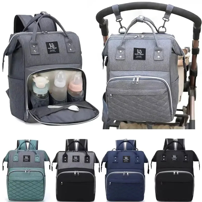 Large Diaper Backpack 36-55L - Stroller Hanging Nappy Bag with Changing Mat, Multi-Pocket Baby Nursing Bag