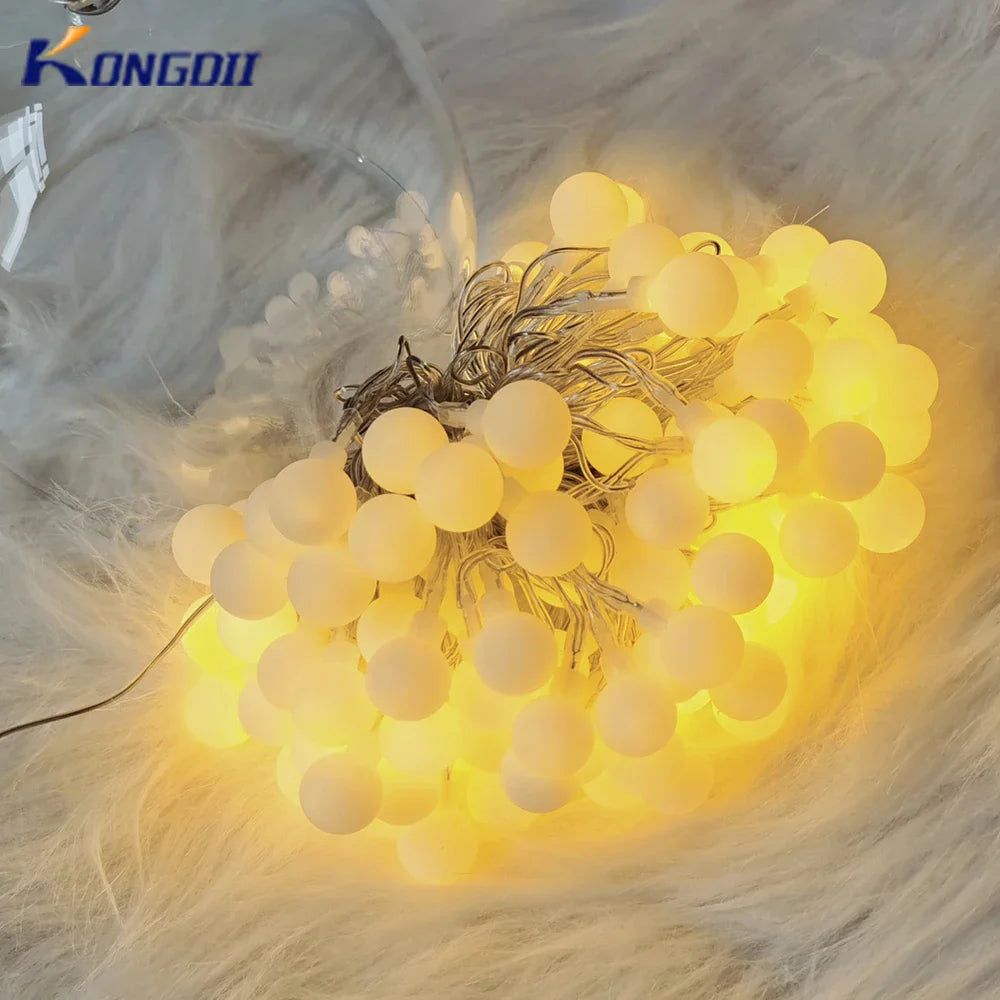 13 m (42.7 ft) LED Ball String Lights – Outdoor Globe Fairy Lights, Battery/USB/220V, Warm & Cool White – Party, Wedding & Garden Decor