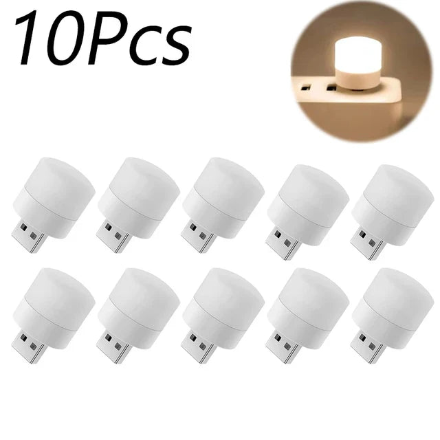 Mini USB Plug-In Night Light LED Warm/White Eye-Friendly Reading Light (1/3/5/10 Pack)