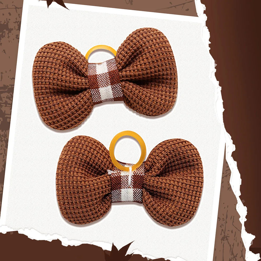 10-Pack Pet Hair Bows with Elastic Bands – Cute Bowknot Grooming Accessories for Small Dogs & Cats, Reusable