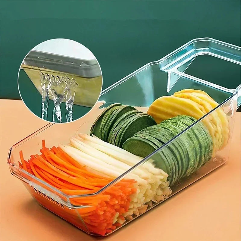 6-in-1 Veggie Slicer Mandoline - Stainless Steel Vegetable Cutter with 6 Blades for Slicing, Julienne & Shredding