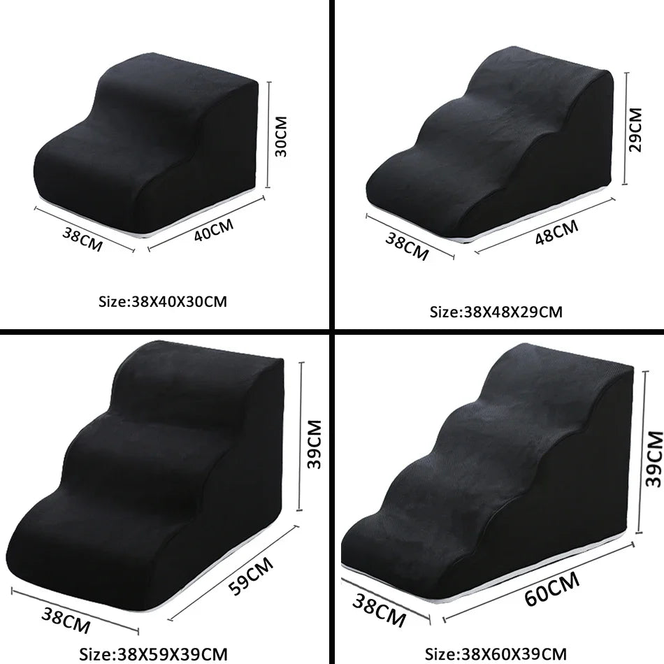 2/3/4-Step Pet Ramp & Ladder for Dogs and Cats – Non-Slip Removable Sofa Bed Stairs