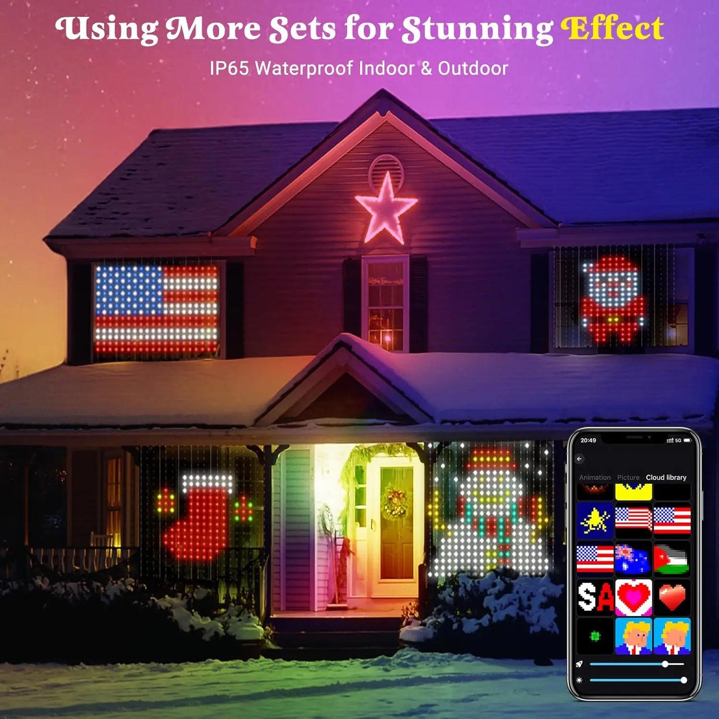400 LED Smart Curtain Fairy Lights - App & Remote, Music Sync RGB, IP65 Waterproof, 1×1–3×3 m (3.3–9.8 ft)