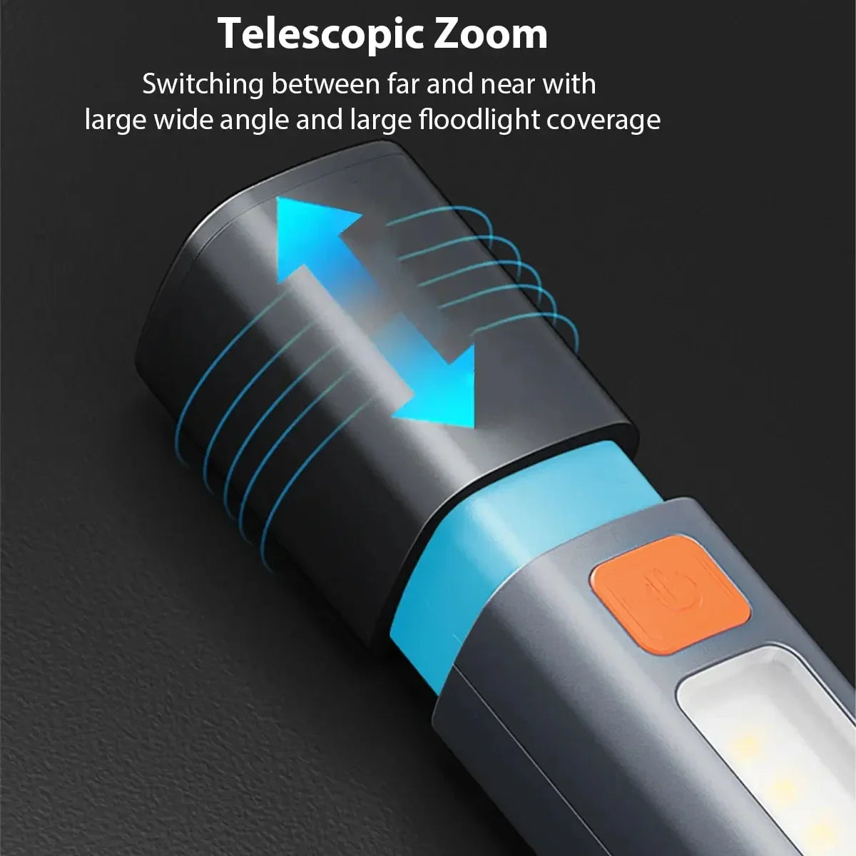Mini Zoomable LED Flashlight with COB Side Light - Waterproof Portable Torch for Camping, Fishing & Hunting