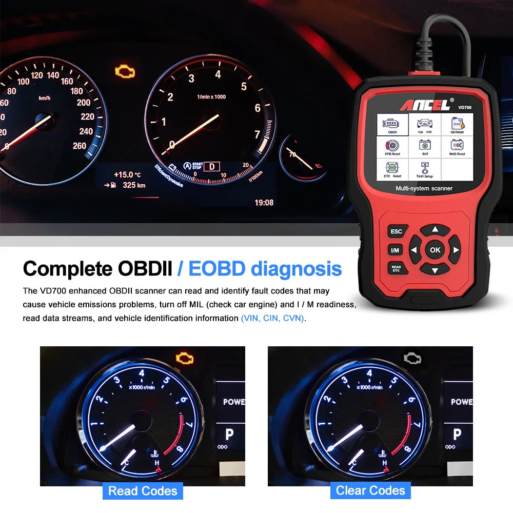Professional OBD2 Scanner for VW Audi Seat Skoda — Full-System Code Reader with Oil, EPB, SAS & TPMS Reset