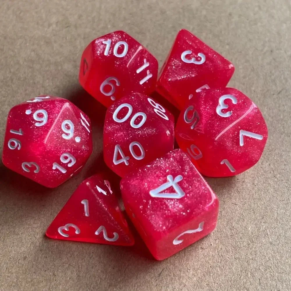 7-Piece Acrylic Polyhedral Dice Set for DnD & Tabletop RPG — d4 d6 d8 d10 d10 d12 d20
