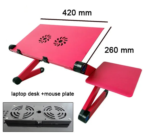 Adjustable Aluminum Laptop Lapdesk with Cooling Fan and Mouse Pad for 11–15.6-Inch Laptops