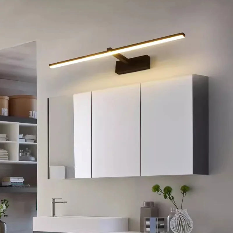 LED Bathroom Mirror Wall Light - Waterproof Modern Flat Touch Vanity Lamp, White/Black