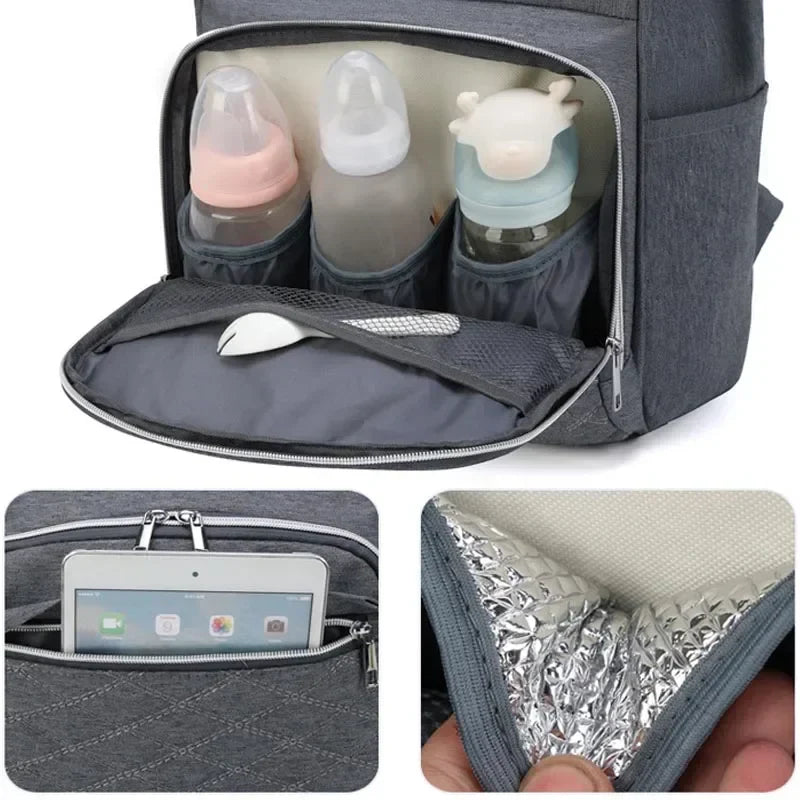 Large Diaper Backpack 36-55L - Stroller Hanging Nappy Bag with Changing Mat, Multi-Pocket Baby Nursing Bag