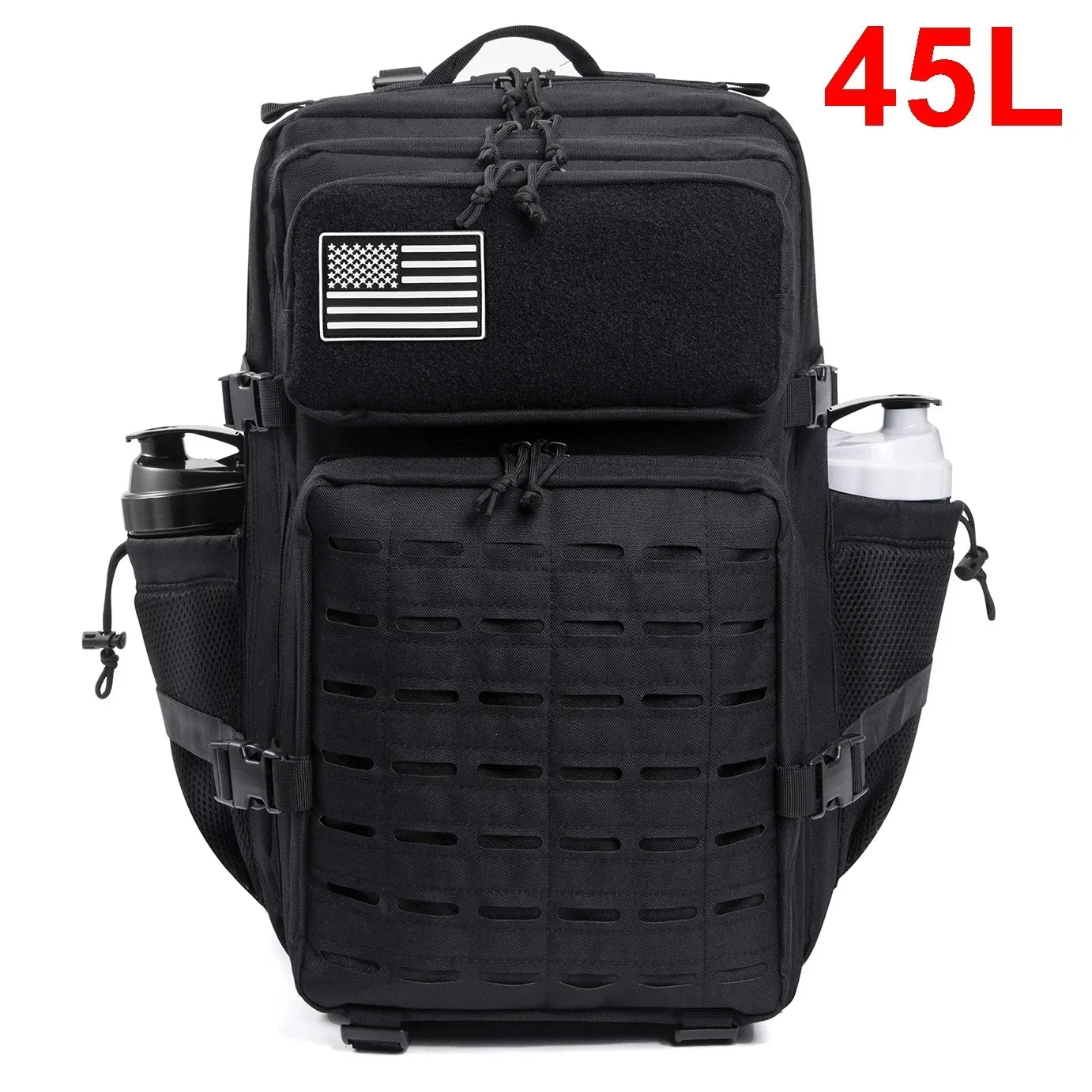 25L & 45L Tactical Backpack for Men & Women – Laser-Cut MOLLE Hiking Daypack, School & Gym Rucksack with Dual Bottle Holders