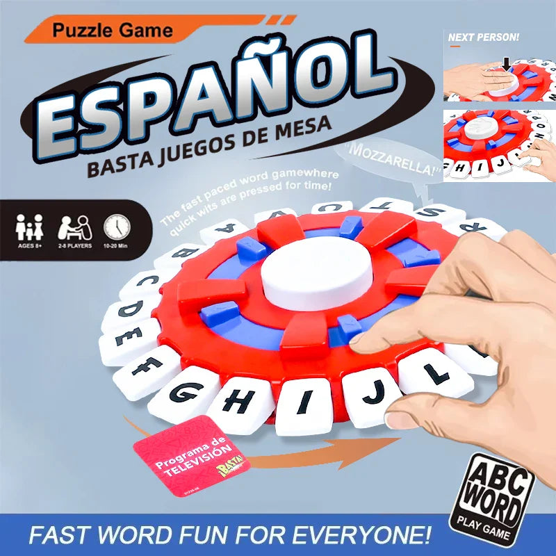 Basta Spanish Word Game – Fast-Paced Family & Party Board Game for Adults & Kids, Letters Learning Juego de Mesa